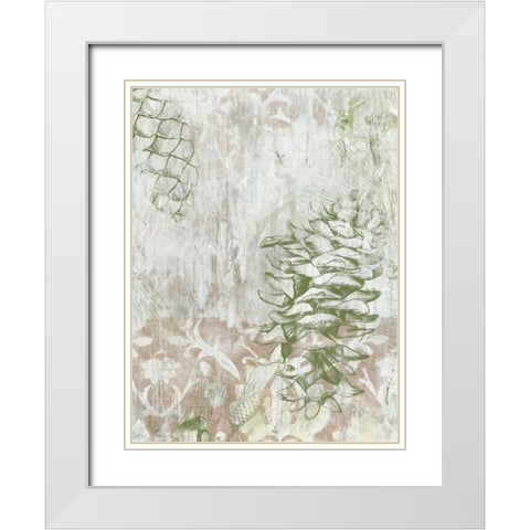 Pinecone Fresco II White Modern Wood Framed Art Print with Double Matting by Vess, June Erica