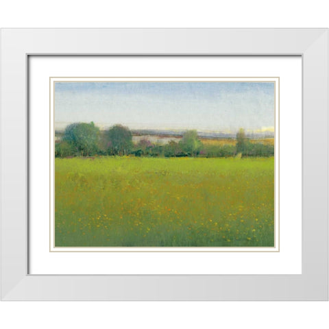 Verdant Countryside II White Modern Wood Framed Art Print with Double Matting by OToole, Tim
