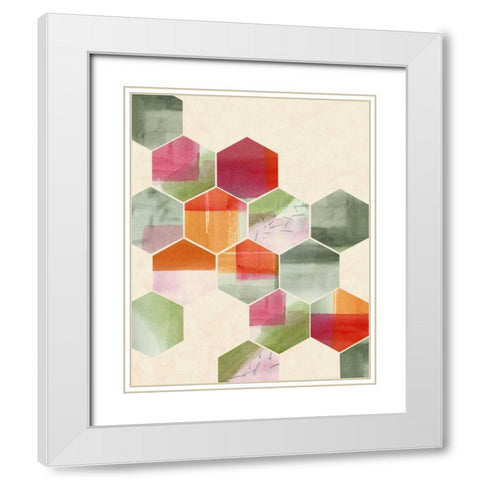 Color Pop Honeycomb I White Modern Wood Framed Art Print with Double Matting by Popp, Grace