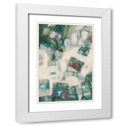 Jigsaw I White Modern Wood Framed Art Print with Double Matting by Crawford, Beverly