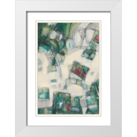 Jigsaw I White Modern Wood Framed Art Print with Double Matting by Crawford, Beverly