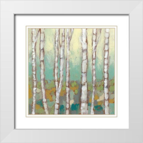 Kaleidoscope Birches I White Modern Wood Framed Art Print with Double Matting by Goldberger, Jennifer