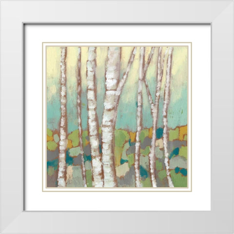 Kaleidoscope Birches II White Modern Wood Framed Art Print with Double Matting by Goldberger, Jennifer