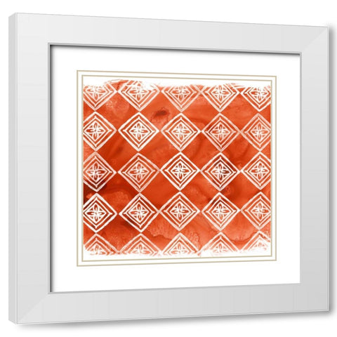 Crimson Motif I White Modern Wood Framed Art Print with Double Matting by Vess, June Erica