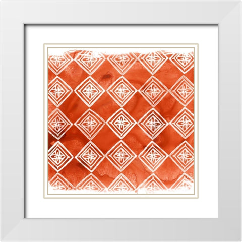 Crimson Motif I White Modern Wood Framed Art Print with Double Matting by Vess, June Erica