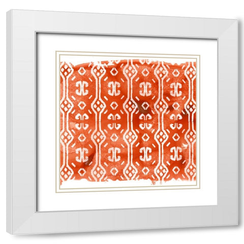 Crimson Motif III White Modern Wood Framed Art Print with Double Matting by Vess, June Erica