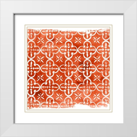 Crimson Motif IV White Modern Wood Framed Art Print with Double Matting by Vess, June Erica