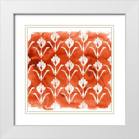 Crimson Motif V White Modern Wood Framed Art Print with Double Matting by Vess, June Erica