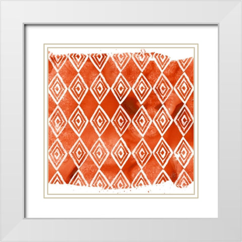 Crimson Motif VI White Modern Wood Framed Art Print with Double Matting by Vess, June Erica