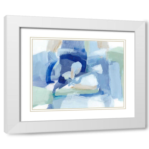 Blue Formation I White Modern Wood Framed Art Print with Double Matting by Long, Christina
