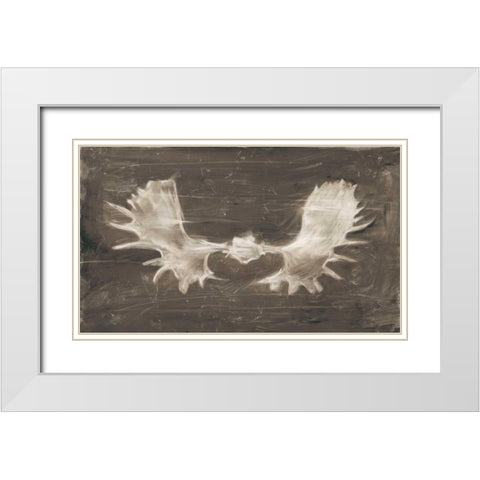 Rustic Moose Mount II White Modern Wood Framed Art Print with Double Matting by Harper, Ethan