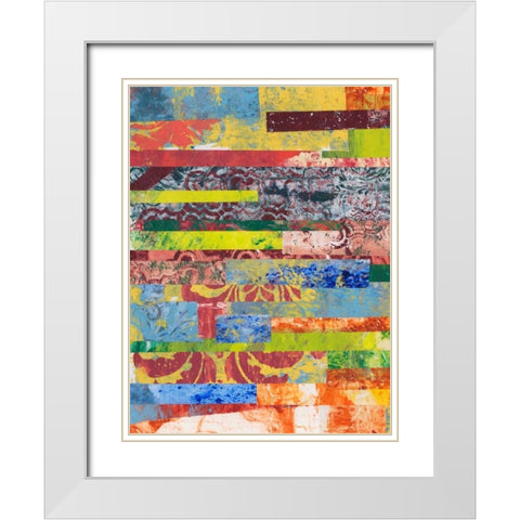 Monoprint Collage I White Modern Wood Framed Art Print with Double Matting by Moore, Regina