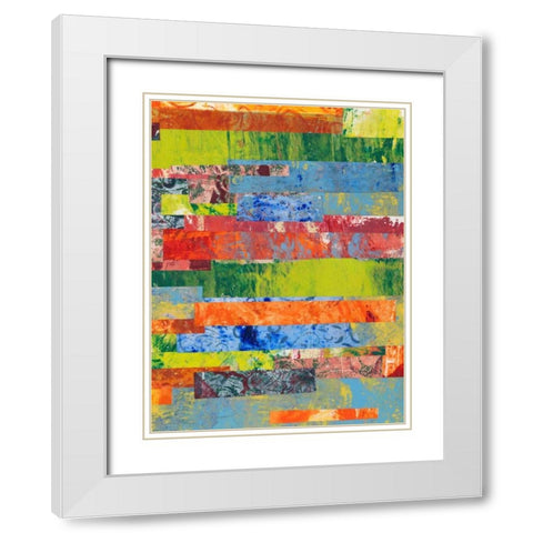 Monoprint Collage II White Modern Wood Framed Art Print with Double Matting by Moore, Regina