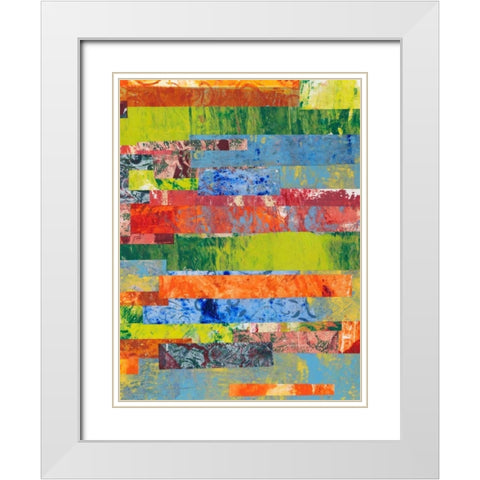 Monoprint Collage II White Modern Wood Framed Art Print with Double Matting by Moore, Regina