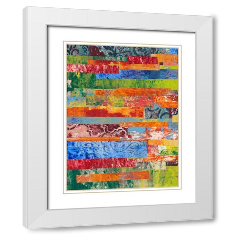 Monoprint Collage III White Modern Wood Framed Art Print with Double Matting by Moore, Regina