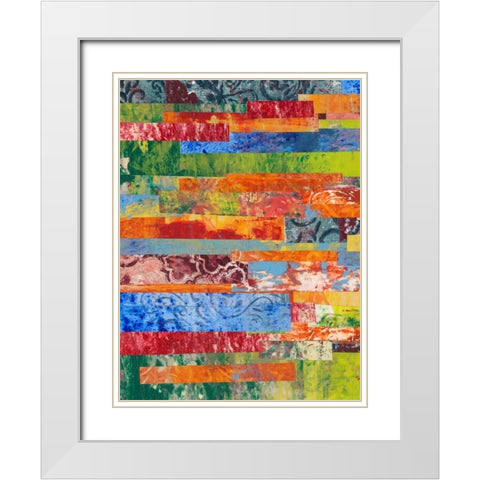 Monoprint Collage III White Modern Wood Framed Art Print with Double Matting by Moore, Regina