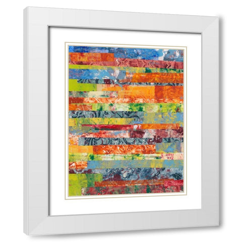 Monoprint Collage IV White Modern Wood Framed Art Print with Double Matting by Moore, Regina