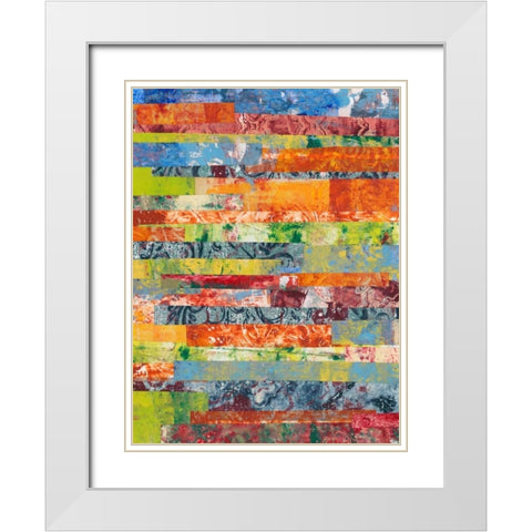 Monoprint Collage IV White Modern Wood Framed Art Print with Double Matting by Moore, Regina