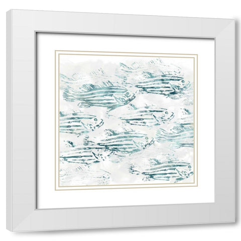 Sealife Batik IV White Modern Wood Framed Art Print with Double Matting by Vess, June Erica