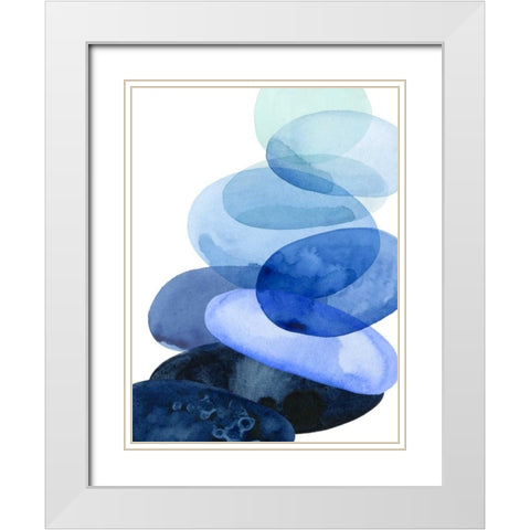 River Worn Pebbles I White Modern Wood Framed Art Print with Double Matting by Popp, Grace