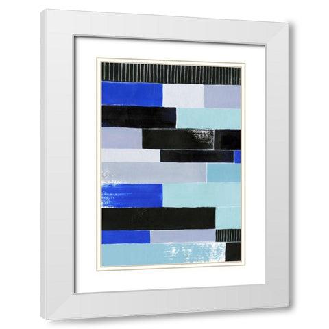 Black and Blue Bricks I White Modern Wood Framed Art Print with Double Matting by Popp, Grace