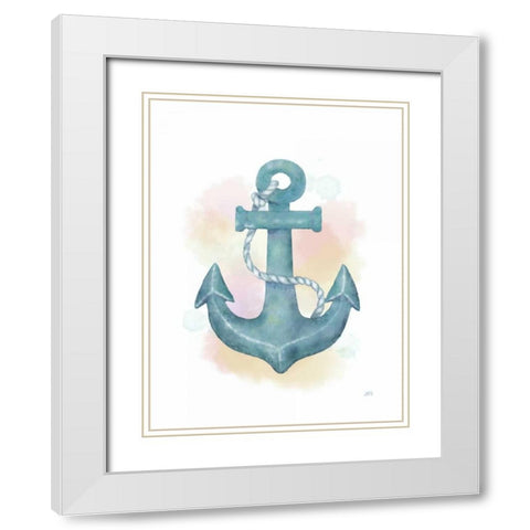 Watercolor Anchor White Modern Wood Framed Art Print with Double Matting by Reynolds, Jade