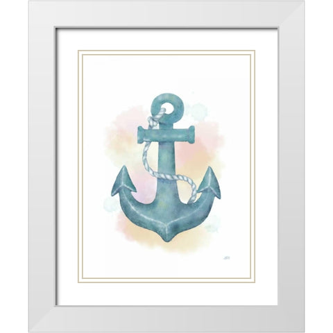 Watercolor Anchor White Modern Wood Framed Art Print with Double Matting by Reynolds, Jade