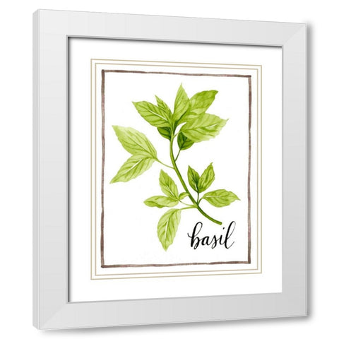 Watercolor Herbs I White Modern Wood Framed Art Print with Double Matting by Popp, Grace