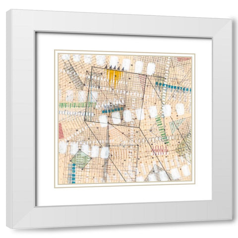 Grid Lines I White Modern Wood Framed Art Print with Double Matting by Galapon, Nikki