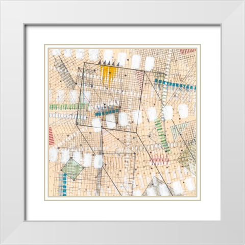 Grid Lines I White Modern Wood Framed Art Print with Double Matting by Galapon, Nikki