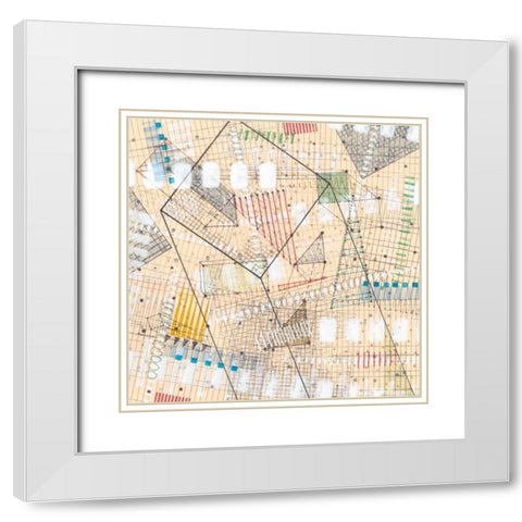 Grid Lines II White Modern Wood Framed Art Print with Double Matting by Galapon, Nikki