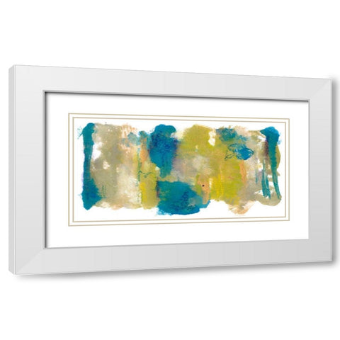 Teal and Scribbles II White Modern Wood Framed Art Print with Double Matting by Combs, Joyce