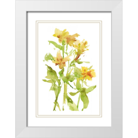 Watercolor Lilies II White Modern Wood Framed Art Print with Double Matting by Wang, Melissa