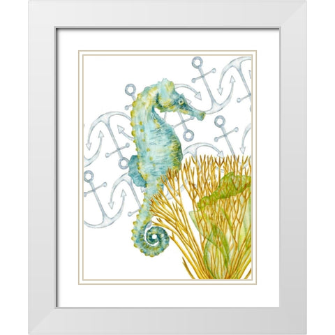 Undersea Creatures I White Modern Wood Framed Art Print with Double Matting by Wang, Melissa