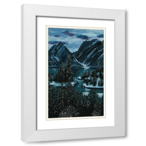 Mountainscape II White Modern Wood Framed Art Print with Double Matting by Wang, Melissa