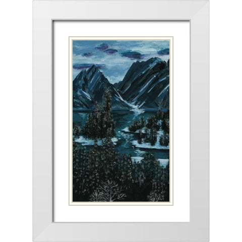 Mountainscape II White Modern Wood Framed Art Print with Double Matting by Wang, Melissa