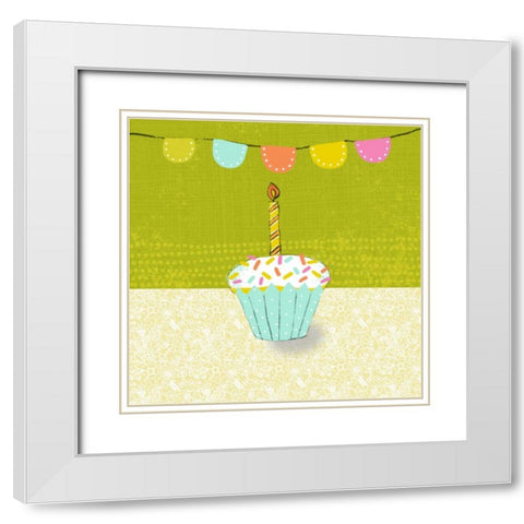 Retro Birthday III White Modern Wood Framed Art Print with Double Matting by Zarris, Chariklia