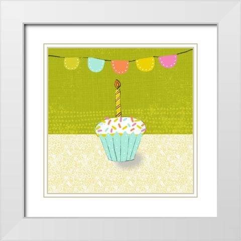 Retro Birthday III White Modern Wood Framed Art Print with Double Matting by Zarris, Chariklia