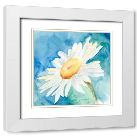 Daisy Sunshine I White Modern Wood Framed Art Print with Double Matting by Moore, Regina