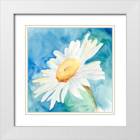 Daisy Sunshine I White Modern Wood Framed Art Print with Double Matting by Moore, Regina