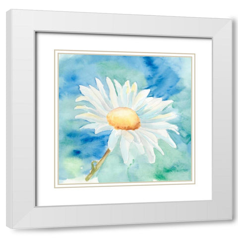 Daisy Sunshine II White Modern Wood Framed Art Print with Double Matting by Moore, Regina
