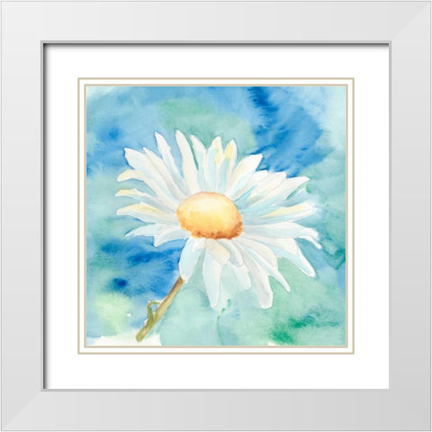 Daisy Sunshine II White Modern Wood Framed Art Print with Double Matting by Moore, Regina