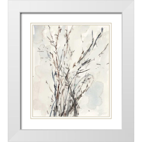 Watercolor Branches I White Modern Wood Framed Art Print with Double Matting by Dixon, Samuel
