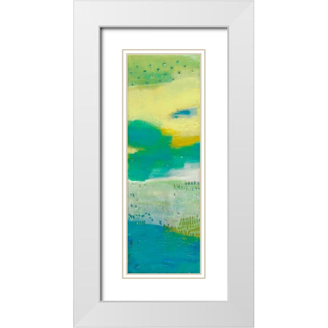 Teal Dot Panels I White Modern Wood Framed Art Print with Double Matting by Jachimiec, Sue