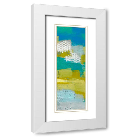 Teal Dot Panels II White Modern Wood Framed Art Print with Double Matting by Jachimiec, Sue