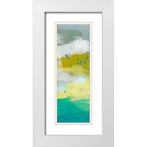 Teal Dot Panels III White Modern Wood Framed Art Print with Double Matting by Jachimiec, Sue
