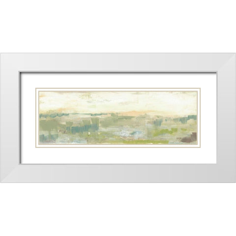 Greenery Horizon Line II White Modern Wood Framed Art Print with Double Matting by Goldberger, Jennifer