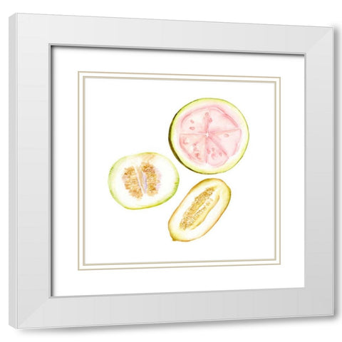 Love Me Fruit I White Modern Wood Framed Art Print with Double Matting by Wang, Melissa