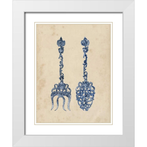 Antique Utensils I White Modern Wood Framed Art Print with Double Matting by Wang, Melissa