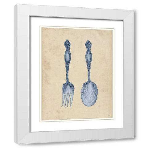 Antique Utensils II White Modern Wood Framed Art Print with Double Matting by Wang, Melissa